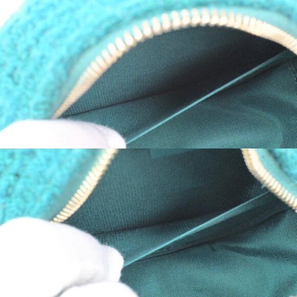 CHANEL 19 CC Logo Round Chain Mini Shoulder Bag Tweed Leather Green 332LC528 - Picture 6 of 16